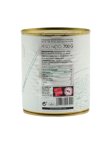 ETXENIKE ALUBIAS CON CONFIT Y FOIE